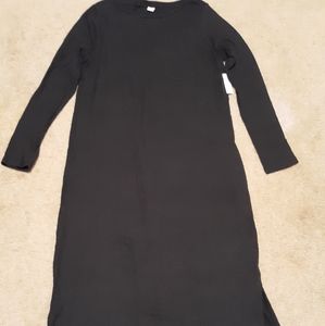 Black Long Sleeve Midi Dress